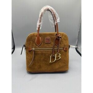 Dooney & Bourke Suede Domed Satchel Brown NEW